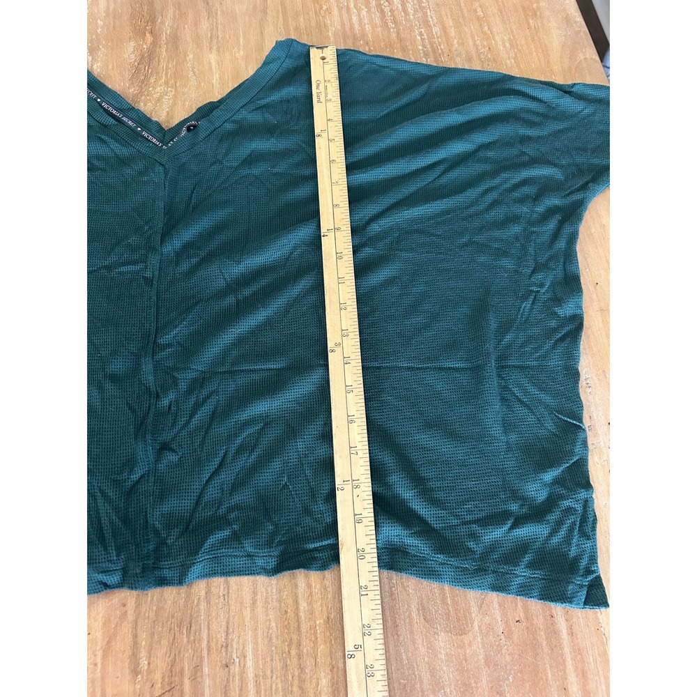 VICTORIAS SECRET VNeck Waffle Knit Dolman Sleeve Top M Teal Green - Picture 3 of 4